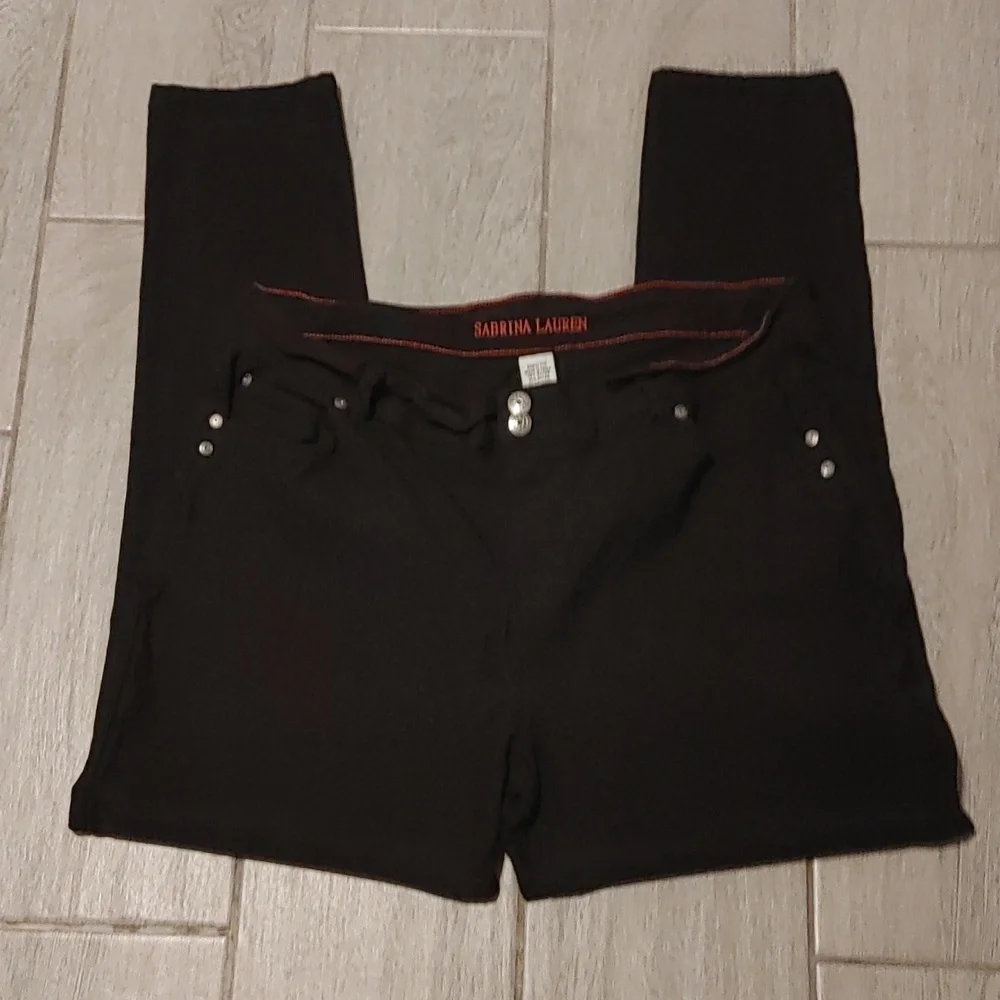 Sabrina Lauren Pants Women's 20 Wide Black Stretch Denim - Picture 2 of 8